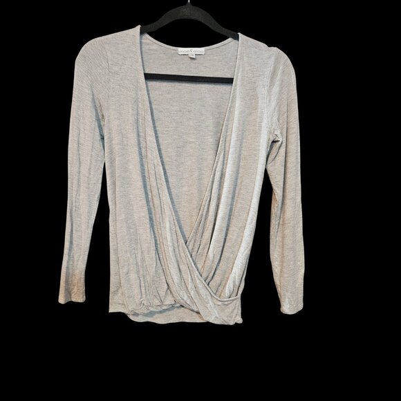 Moa Moa Gray Drape Front Long Sleeve Top – Size XS – Wrap Style - Picture 1 of 4